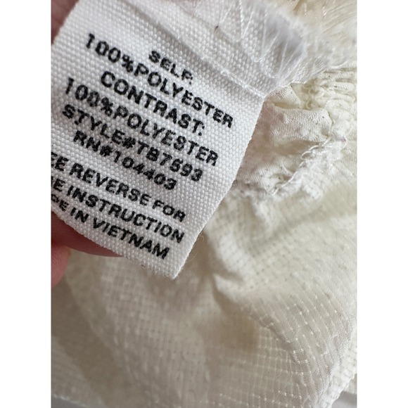 MINE Cream Crochet Lace Ruffle Puff Sleeve Peplum Blouse Womens Small - Picture 4 of 6